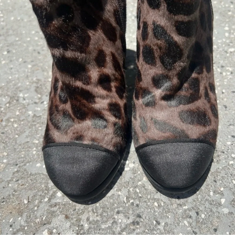 KARL LAGERFELD‎ Lainey Leopard Haircalf Heel Boots Womens 7.5
